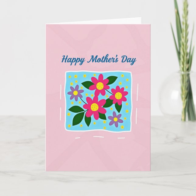 Pink Mothers Day Stars Card (Front)