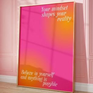 Pink Motivational Quote Poster Mindset Wall art