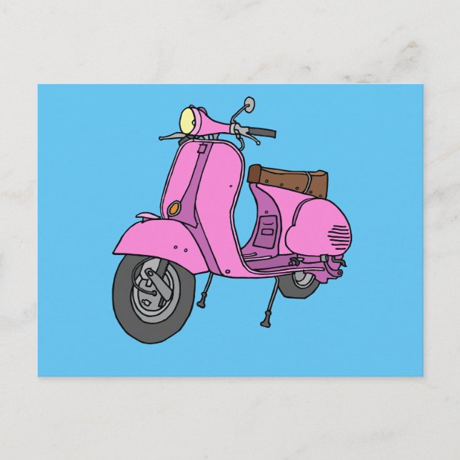 Pink Motor Scooter Postcard (Front)