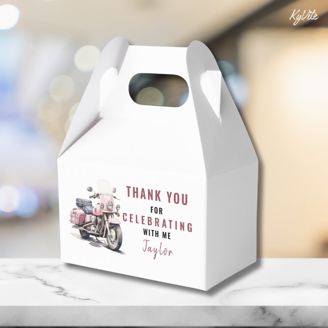 Pink Motorbike Birthday Gable Box/Favor Box (Creator Uploaded)
