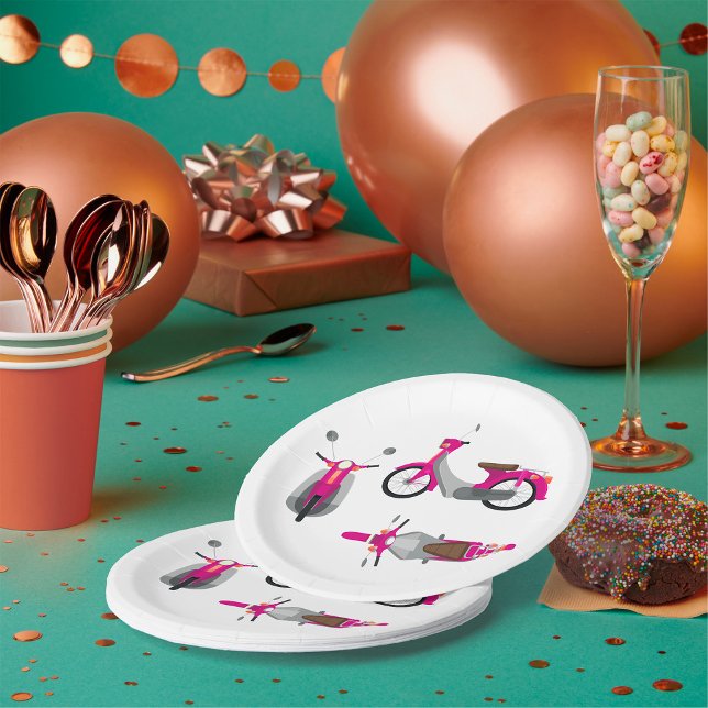 Pink Motorbike Paper Plates (Creator Uploaded)