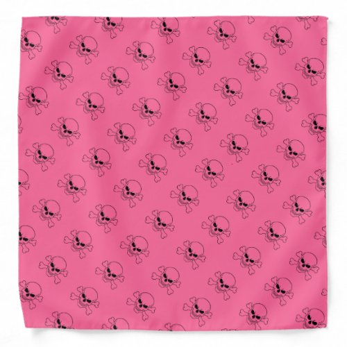 Pink Motorcycle Skull and Crossbones Biker Bandana