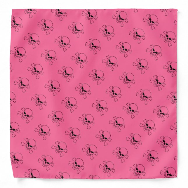 Pink Motorcycle Skull and Crossbones Biker Bandana (Front)