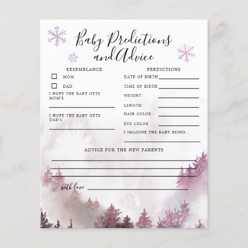 Pink Mountain Baby Predictions  Advice Card