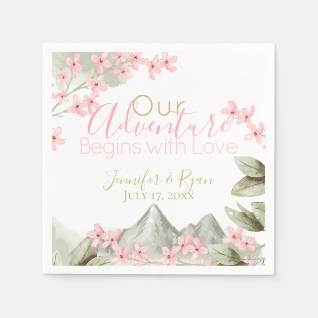 Pink Mountain Blossoms Adventure Napkins (Front)