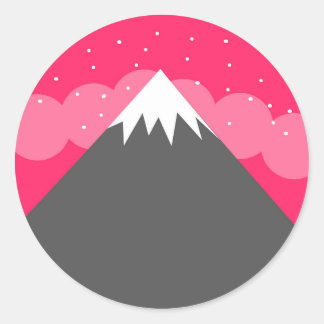 Pink Mountain Horizon Classic Round Sticker