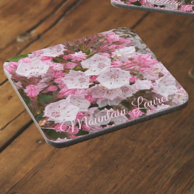 Pink Mountain Laurel Floral Beverage Coaster (In Situ)