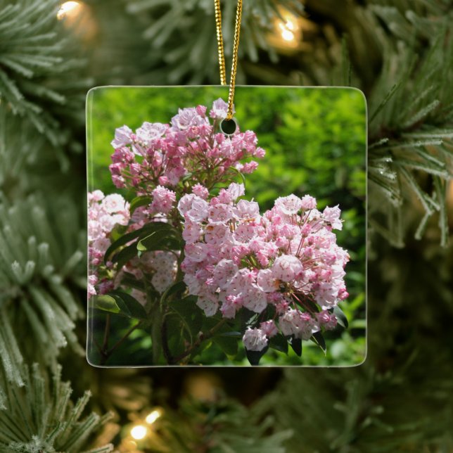 Pink Mountain Laurel Flowers Ceramic Ornament (Tree)