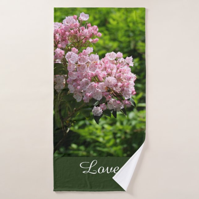 Pink Mountain Laurel Green Leaves Bath Towel Set (Bath Towel)