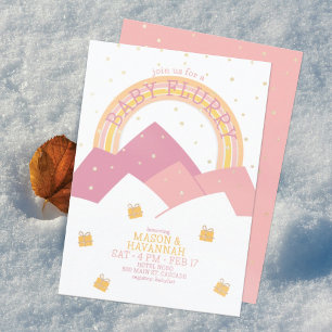 Pink Mountain Snow Flurry Baby Shower Invitation