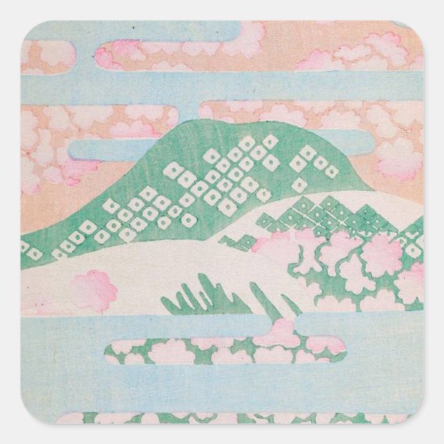 Pink Mountain watercolor Square Sticker (Front)