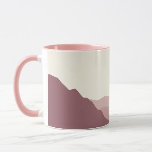 Pink mountains boho scenery mug