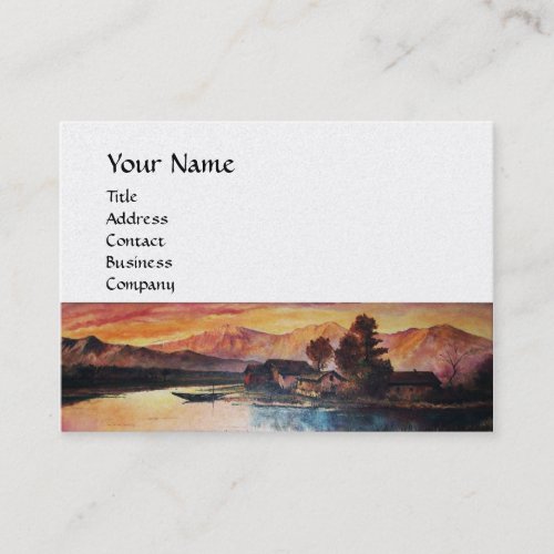 PINK MOUNTAINS LAKE ALPINE SUNSET LANDSCAPE BUSINESS CARD