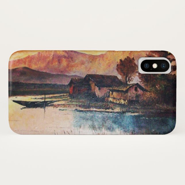 PINK MOUNTAINS LAKE ALPINE SUNSET LANDSCAPE Case-Mate iPhone CASE (Back (Horizontal))