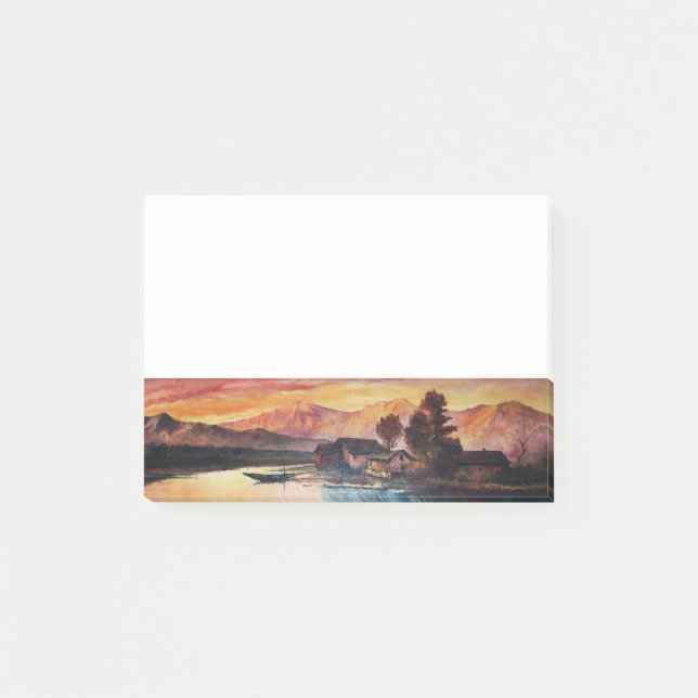 PINK MOUNTAINS LAKE ALPINE SUNSET LANDSCAPE POST-IT NOTES (Front)