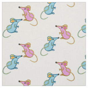 Pink mouse, blue mouse fabric