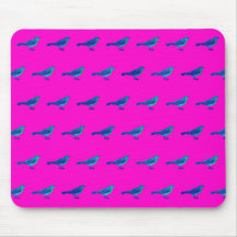 Pink Mouse Pad With Vintage Bird Pattern