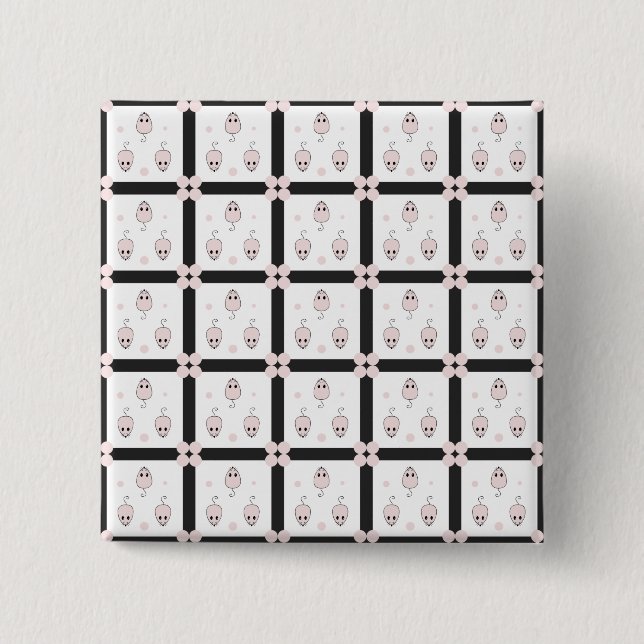 Pink Mouse Seamless Pattern Design - Cute Decor Button (Front)
