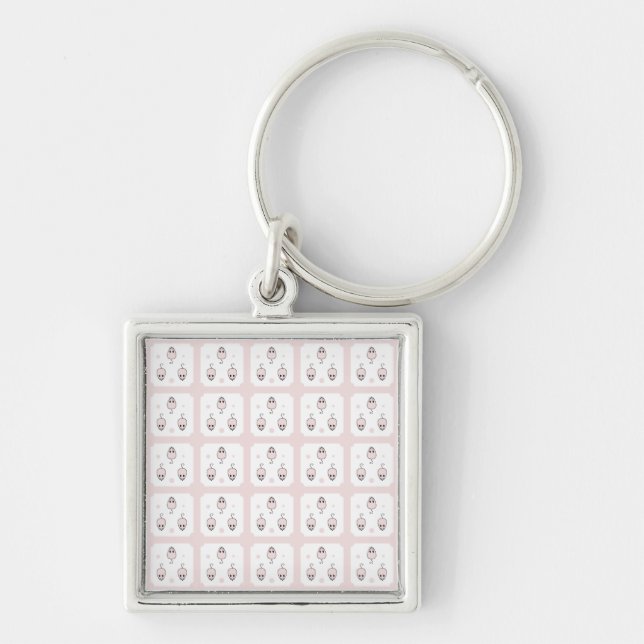 Pink Mouse Seamless Pattern Design - Cute Decor Keychain (Front)