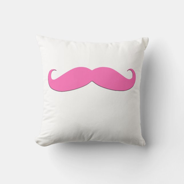 Pink Moustache Black Moustache Humor Newly Weds Throw Pillow (Front)