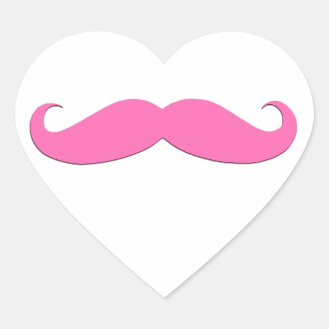 Pink Moustache Humor Create Your Own Heart Sticker (Front)
