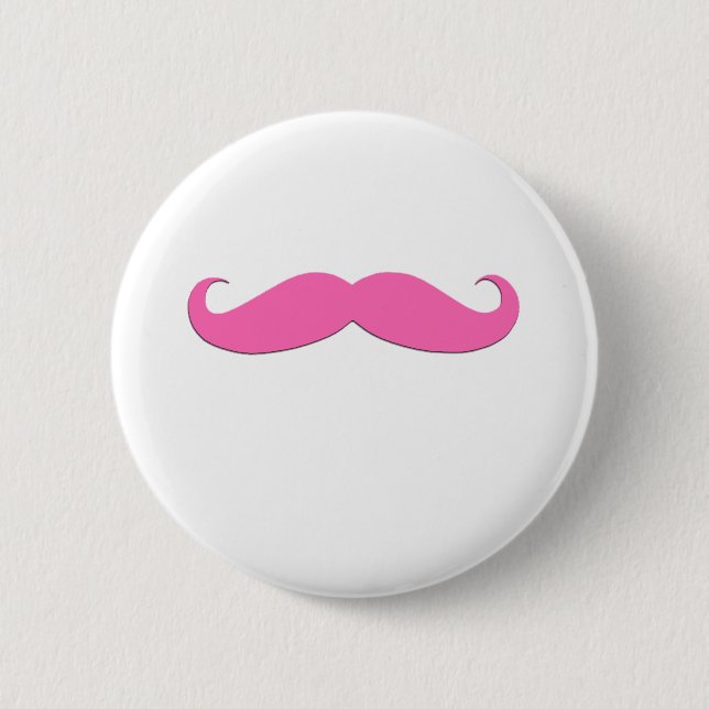 Pink Moustache Humor Create Your Own Pinback Button (Front)