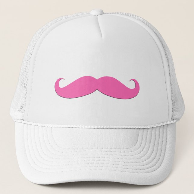 Pink Moustache Humor Create Your Own Trucker Hat (Front)