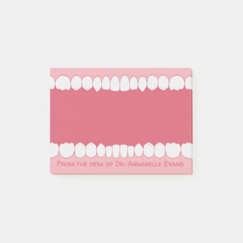 Pink Mouth with Teeth Personalize Post_it Notes