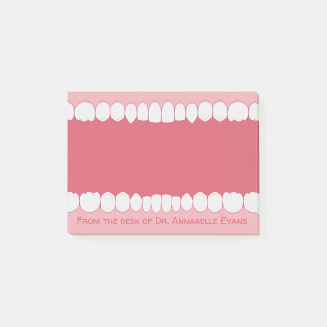 Pink Mouth with Teeth Personalize Post-it Notes (Front)