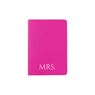 Pink “Mrs” Minimal Typography  Passport Holder