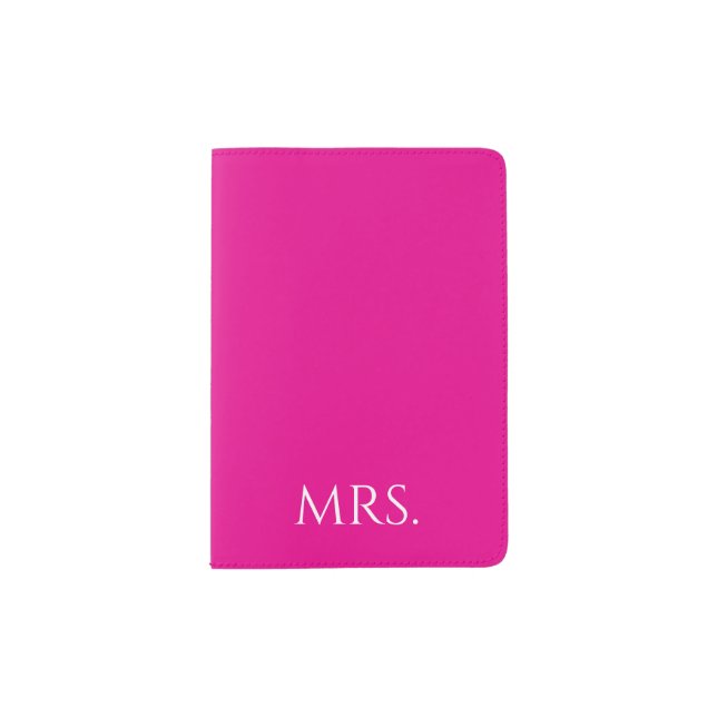 Pink “Mrs” Minimal Typography  Passport Holder (Front)