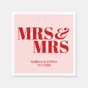 Pink Mrs & Mrs Bride Personalized Wedding Napkins