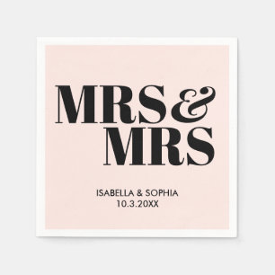 Pink Mrs & Mrs Bride Personalized Wedding Napkins
