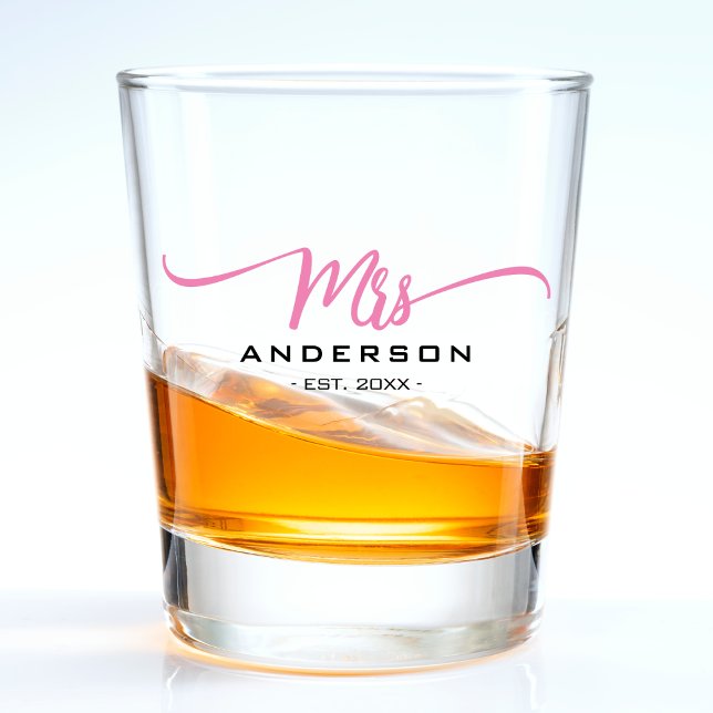 Pink Mrs Wife Bride Wedding Anniversary Shot Glass (Pink Mrs Wife Bride Wedding Anniversary Shot Glass
)