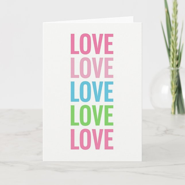 Pink Multi Color Love Card (Front)