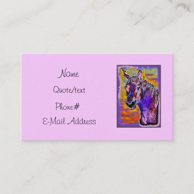 Pink Multi-Colored Horse Business Card (Front)