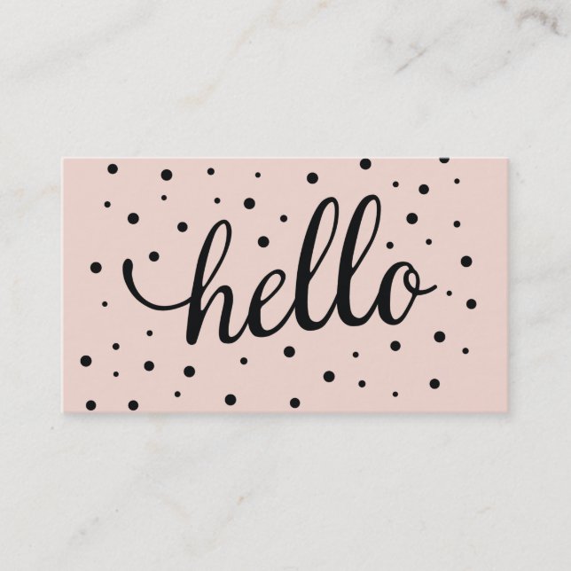 Pink Multi Hello Dots Business Card (Front)