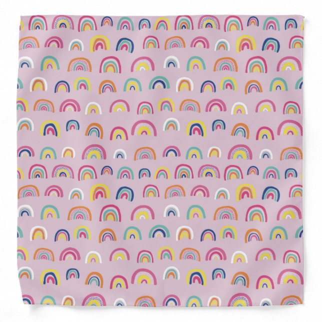 Pink Multi Rainbow pattern Bandana (Front)
