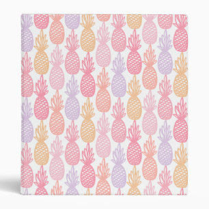 Pink Multicolor Tropical Pineapple Pattern 3 Ring Binder