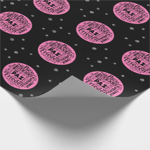 Pink Multilingual Peace wrapping paper on black
