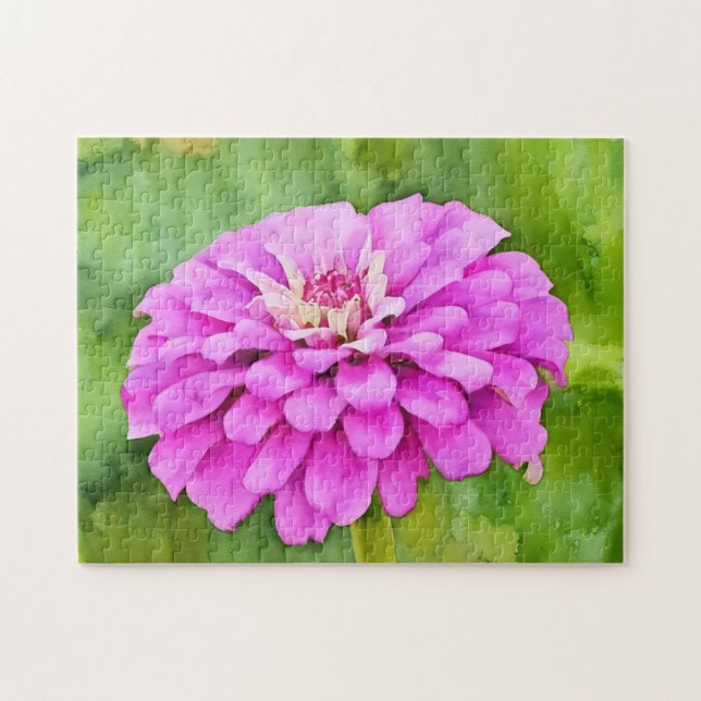 Pink Mum Flower Watercolor Style Art Jigsaw Puzzle (Horizontal)