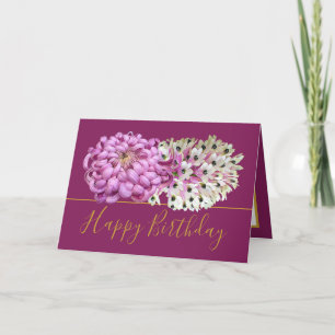 Pink Mum White Orchid Botanical Chic Birthday Card