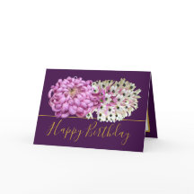 Pink Mum White Orchid Botanical Chic Birthday Card