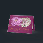 Pink Mum & White Orchids Floral Bouquet Birthday Card<br><div class="desc">Magnificent pink chrysanthemum and white exotic orchid flowers floral bouquet against a cranberry-pink color background. The birthday greeting text uses an attractive script typography font. The flowers cover the front of this card which can be used as a thank you card, a birthday card, or any other card of your...</div>