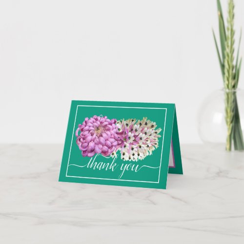 Pink Mum  White Orchids Floral Chic Thank You Card