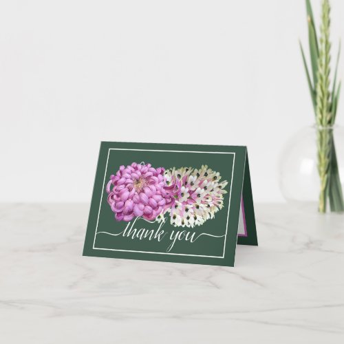 Pink Mum  White Orchids Floral Chic Thank You Card