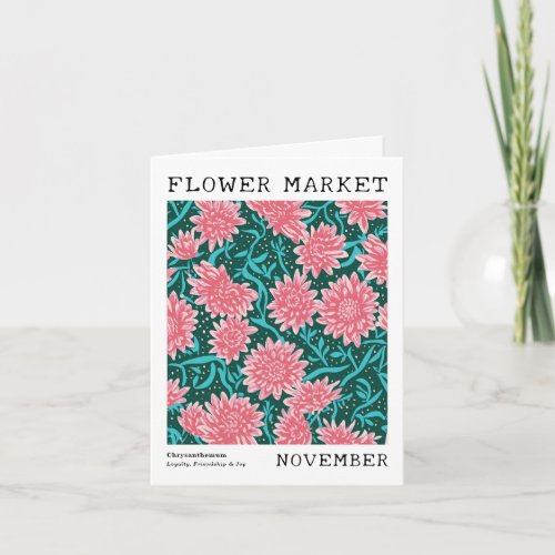 Pink Mums Birth Flower Market November Birthday Card