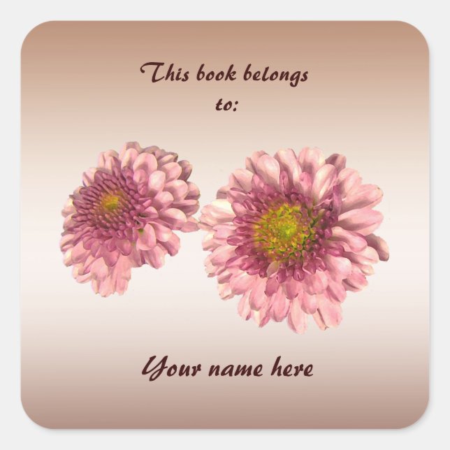 Pink Mums Bookplate (Front)