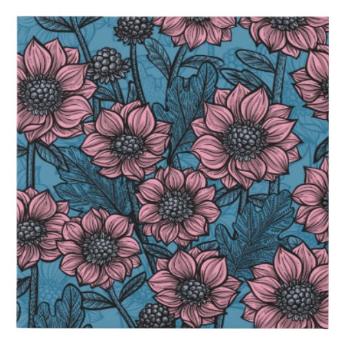 Pink Mums Faux Canvas Print