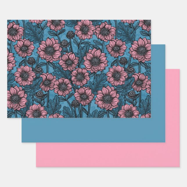 Pink Mums Wrapping Paper Sheets (Set)